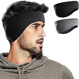 elephantboat Black & Grey 2PCS Fleece Ear Muffs Winter Headband for Men & Women Fitness, Running, Yoga, Skiing, Work Out, Riding, Outdoor image 1