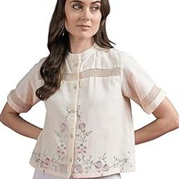 shewill Women's Embroidered Cotton Shirt – Casual Chic, Regular Fit, 3/4 Sleeve, Machine Washable – Ideal for Office-picture-26