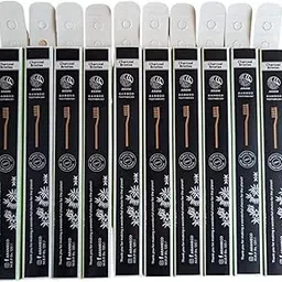 Arani Adult Eco Bamboo Manual Toothbrush Charcoal Bristle Flat Handle Pack Of 10|Smooth Edge|Waterproof Handle|Removes Plaque Stains|Protects Gums Tooth Enamel-picture-24