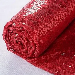 Pink Wings khichdi Sequin Fabric on Georgette Base (3 METRES, Red), Solid-picture-19