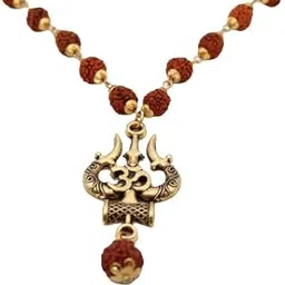 Dharmsaar Original Mahakal Locket with Rudraksha Mala, Golden Om Trishul Damru Pendant, Spiritual Shiva Bholenath Religious Locket for Men and Women-picture-43