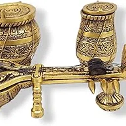 YRK Miniature Brass Veena and Tabla Set - Home Decor - Exquisite Indian Musical Instrument Decor-picture-26