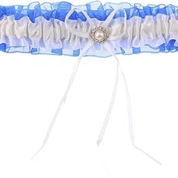 ujeavette Bridal Wedding Elastic Satin Lace Pearls Leg Garter with Bow Thigh Ring-picture-12