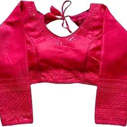 vihu fashion Milan Silk Full Sleeve V Neck Multi Embroidery Trendy Saree Blouse(Rukmini)-picture-19