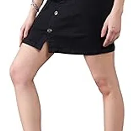 miss chase Women's Flared High-Rise Stretchable Denim Maxi Skirt-picture-46