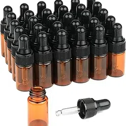 Khazna Amber Glass Mini Dropper Bottles, (3 ml) Essential Oil Dropping Bottles, Small Empty Sample Bottles Glass Vial with Dropper, Black Caps Tiny Amber Glass Bottles, Perfume Jars for Traveling-picture-16