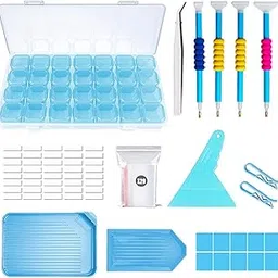 CoolShef 46PCS 5D Diamond Painting Tool Kit, Complete Diamond Art Tools Set with Pens, Tweezers, Glue, Correction, and 28-Grid Storage Box - DIY Diamond Painting Accessories Kit-picture-14