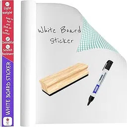 GOSHU 3 feet x4 feet (90x120 cm) White Board Wall Sticker with Marker and Wooden Duster Ideal for Home, School, Office & Kids (3x4 ft, Pack of 3 Items)-picture-11