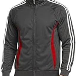 Krystle Men’s 2-Piece Track Suit – Zip-Up Jacket and Pants, Black with Red Panels and White Stripes (Multicolor,Multisize)-picture-30