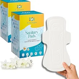 Organic Sanitary Pads with Disposable Bags | XL, 20 Pads | Heavy Flow Bleeding | Day-Night Use | Rash Free High Absorption Napkins with LeakLock & Odor Control | Pack of 2 (10 Pads each) image 1