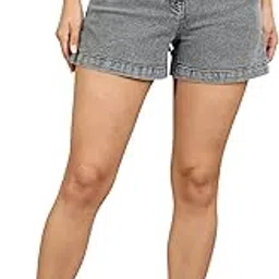 Black Wash Cross Pocket High Waist Shorts-image-22