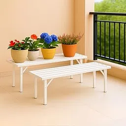 ecofynd Adam Jr 24 Inches Plant Stands for Outdoor Balcony, Flower Pot Stand for Indoor Plants, Large Planter Stand for Living Room, home decor, Indoor & Outdoor plants, 1 Tier, (2 Pack, PS030-WHT)-image-51