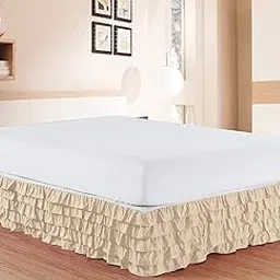 Elegant Comfort Luxurious Premium Quality 1500 Thread Count Wrinkle and Fade Resistant Egyptian Quality Microfiber Multi-Ruffle Bed Skirt - 15inch Drop, Twin, Cream-picture-34