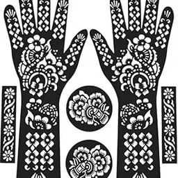 Akkad Heena Mehndi Sticker for Hands and Feet - Henna Design Stickers for Women, Girls, Temporary Tattoo Mehendi Stencils for Festivals, Weddings, Parties - DIY Reusable Mehndi Art -Design-20-picture-27