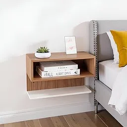 Evira Engineered Wood Bed Sofa Side Table, End Table with Storage and Drawer Lamp, Flower Stand Decor for Living Bed Room Home Furniture (Exotic Teak & White)-picture-12