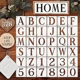 Dequera 3 Inch Letter Stencils Numbers Stencils Reusable Alphabet Templates Interlocking Stencil Kit for Painting on Wood-picture-33