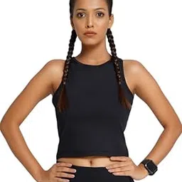 RIYU Sleeveless Round Neck Slim Fit Tank Top for Women, Solid, Stretchable Polyester Spandex Casual Wear-picture-18