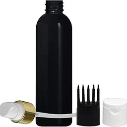 JOYUS 1 Black Cylindrical Shape Empty Bottle Refillable Containers with 1 White FILP Top Cap, 1 Bottle Pump Dispenser, 1 Black Root Comb Applicator, for Liquids, Shampoo, Body Soap, Toner-image-45