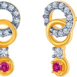 p.c. chandra jewellers 14k (585) Yellow Gold and American Diamond Stud Earrings for Women-picture-26