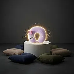 Kids Travel Neck Pillow, Purple Memory Foam, Soft Plush Fabric, Light Up Design with Button Clasp, Comfort Support for Car, Train, Flight Travel-picture-22