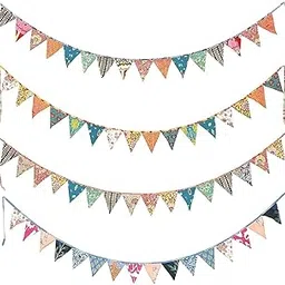 Handicraft-Palace Floral Print Flag Birthday Party Bunting Cotton Fabric Banner Baby Shower Decoration for Door/Room/Hall Decor (5)-image-13