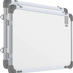 Pragati Systems Genius Melamine (Non-Magnetic) Whiteboard for Kids & Home with Lightweight Aluminium Frame | Portable & Featherlight Dry Erase Marker Board | Extra Small Size 1x2 Feet (Pack of 2)-image-0