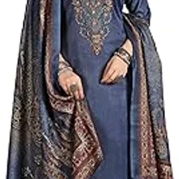 rosaniya Thread Emborided Pashmina Salwar suit for Women with Shawl for Winter wear (RUMEH1004_Dress material for Women_Purple_Unstitched)-picture-10