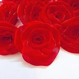 eerafashionicing Cotton Satin Artificial Roses Decorative Flower For Dresses, Craft And Home Decore (Red) -Set Of 20 image 1