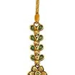kushal's Fashion Jewellery Green Gold Plated Ethnic Antique Tikka - 410024-picture-15