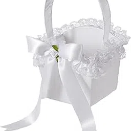 VELURA Wedding Flower Basket Flower Girl Basket for Ceremony Party Supplies Wedding B|1 Flower Girl Basket|Ring Pillows & Flower Baskets| Wedding Supplies |Home & Garden-image-15