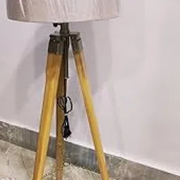 A.J Handicrafts Wooden Floor lamp with Beige Lamp Shade, Lamp for Living Room Corner, Bedroom, Office, Home Decor, (Bulb Included)-picture-56