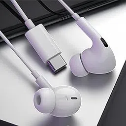 Type-C Earphones Premium White Ultra HD Turbo Bass Sound Connects to All USB-C Devices and Mic for Calling with Volume Control Button HD Sound Quality Type-C Earphones-picture-21