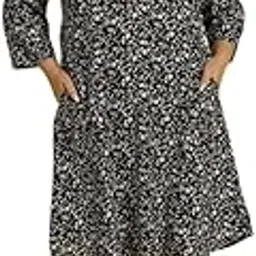 therebelinme Women Floral Printed A-Line Midi Dress # Black-picture-21