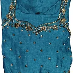 Butter Buds Women Vichitra Silk Stitched with Crepe Lining Panel Cut Full Sleeve Handwork Boutique Style Jewel Neck Anarkali Kurti/Kurta for Causal & Office Use-picture-54