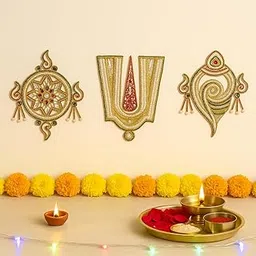 Aabhaas Design Plastic Lord Tirupati Shankhu Chakra Nama - 3 Pieces Set-picture-32