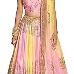 Women's Chinon/Art Silk Semi-Stitched Lehenga choli-image-22