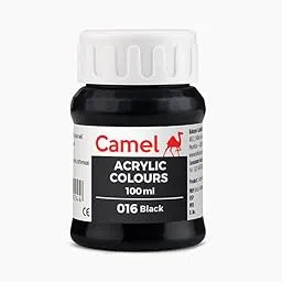 Camel Acrylic Paint, 100ml, Multi-surface Washproof Permanent Colours, Matte Finish, Indoor Use (016 BLACK)-picture-25