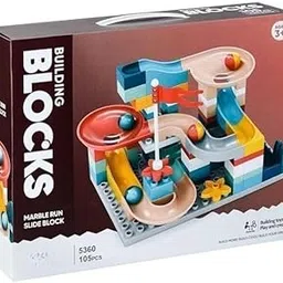 Brighterbee Building Blocks Marble Run Slide Mini Size Set Small Block Gift for Kids Compatible Park Race Track Tiles Toy (Multi Color)-image-56
