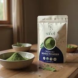 Saheli Organic Indigo Powder – 100% Natural Hair Dye for Black & Brown Shades | Chemical-Free & Ammonia-Free Herbal Hair Color (227g Pack)-image-84