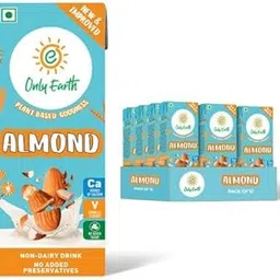 Only Earth Almond Drink Unsweetened Lactose-Free Preservatives Free Contains Vitamin D,E,B1,B2 & B12 | Plant-Based Alternative | Barista Edition 180 ML (Pack 12)-image-35