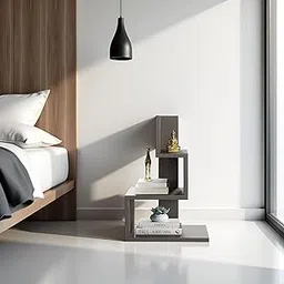 Lorena Modern Engineered Wood Side Table with 3-Tier Open Storage, Wooden End Table for Living Room, Bedroom, Sofa Side Stand, Bedside Nightstand, DIY Assembly, Wenge Finish-image-0