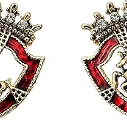 fure Antic Golden Metal Royal Collar Pins with Rhinestones (Red) for Men and Women-picture-18