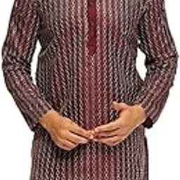 sojanya (Since 1958 Men's Silk Blend Long Kurta with Contrast White Thread Detailing-picture-30