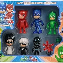 Fortune Pearl Superhero PJ Masks Toy Set with 3 Hero Figures with Accessories and 3 Villains, Action Play Set for Children Ages 3+ image 1