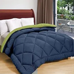 Status Contract Reversible Solid Comforter Summer AC Blanket/Double Bed Blanket for Winter/Double/GSM- 220/SIZE -220 x 215 cm (Dark Blue-Green)-image-2