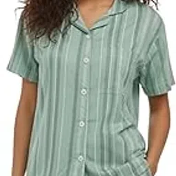 riodebella Women's Casual Printed Satin Nightsuit Co-ord Set || Short Cute Pajama & Top Night Dress || Everyday Nightwear Pyjama Set-picture-52