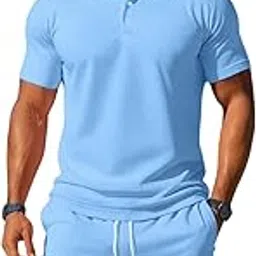 jawdrobe Man-Made Co-ord Set for Men – Polo T-Shirt & Shorts Set | Loungewear, Beachwear & Daily Comfort-picture-33
