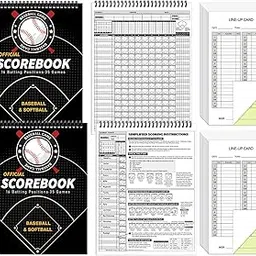 Zhanmai 35 Games Baseball and Softball Scorebook Baseball Softball Lineup Cards Lineup Sheet Games with Player Roster Side by Side Softball Score Book Baseball Scorebook Baseball Coaching Accessories-picture-49
