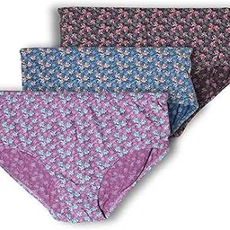leah Women's Floral Print Cotton High-Rise Briefs, Full Coverage Underwear, Pack of 3, Multi-Colour-picture-33