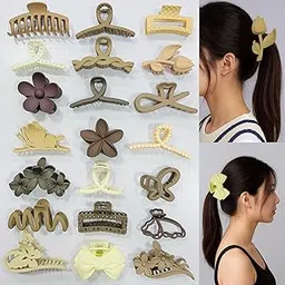 Pack of 6 pcs Hair Claw Clips Set, 6 Pieces, Matte Finish, large & medium Multiple Designs, Neutral Colours-picture-52